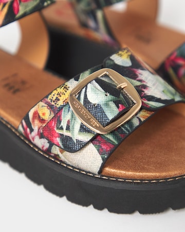 Heavenly Feet Sonja Floral Buckle Platform Sandals - Wide Fit (E)