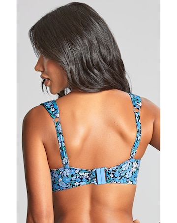 Panache Bette Balcony Wired Wide Strap Bikini Top Blue Posy Print