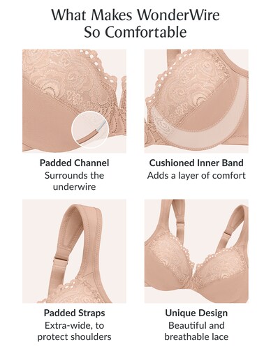 Glamorise 1240 Reggiseno Con Ferretto WonderWire, Trasparente, Nero, Taglia 42E, Per Donna, Controllo Laterale