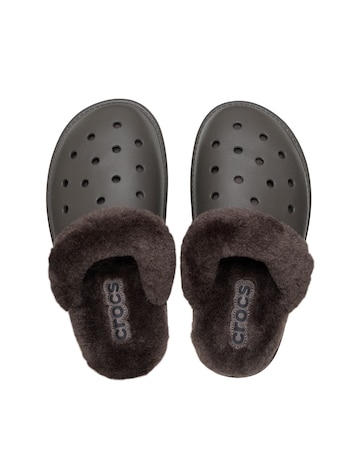 Crocs Dark Cocoa Classic Fuzz Scuff Slipper - Standard Fit
