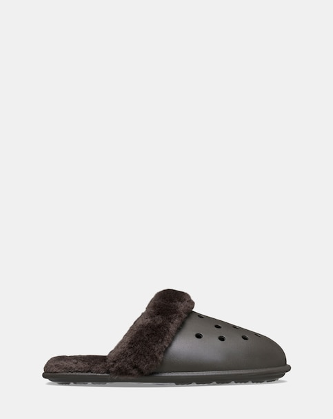 Crocs Dark Cocoa Classic Fuzz Scuff Slipper - Standard Fit