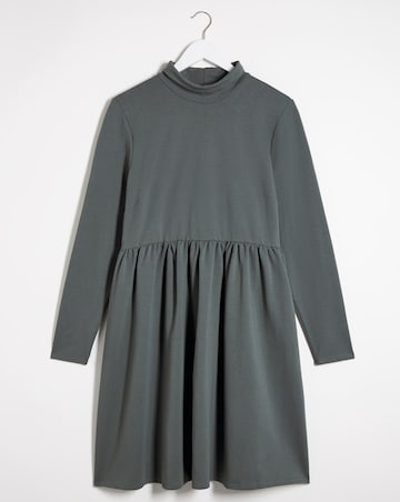Grey High Neck Sweat Smock Dress