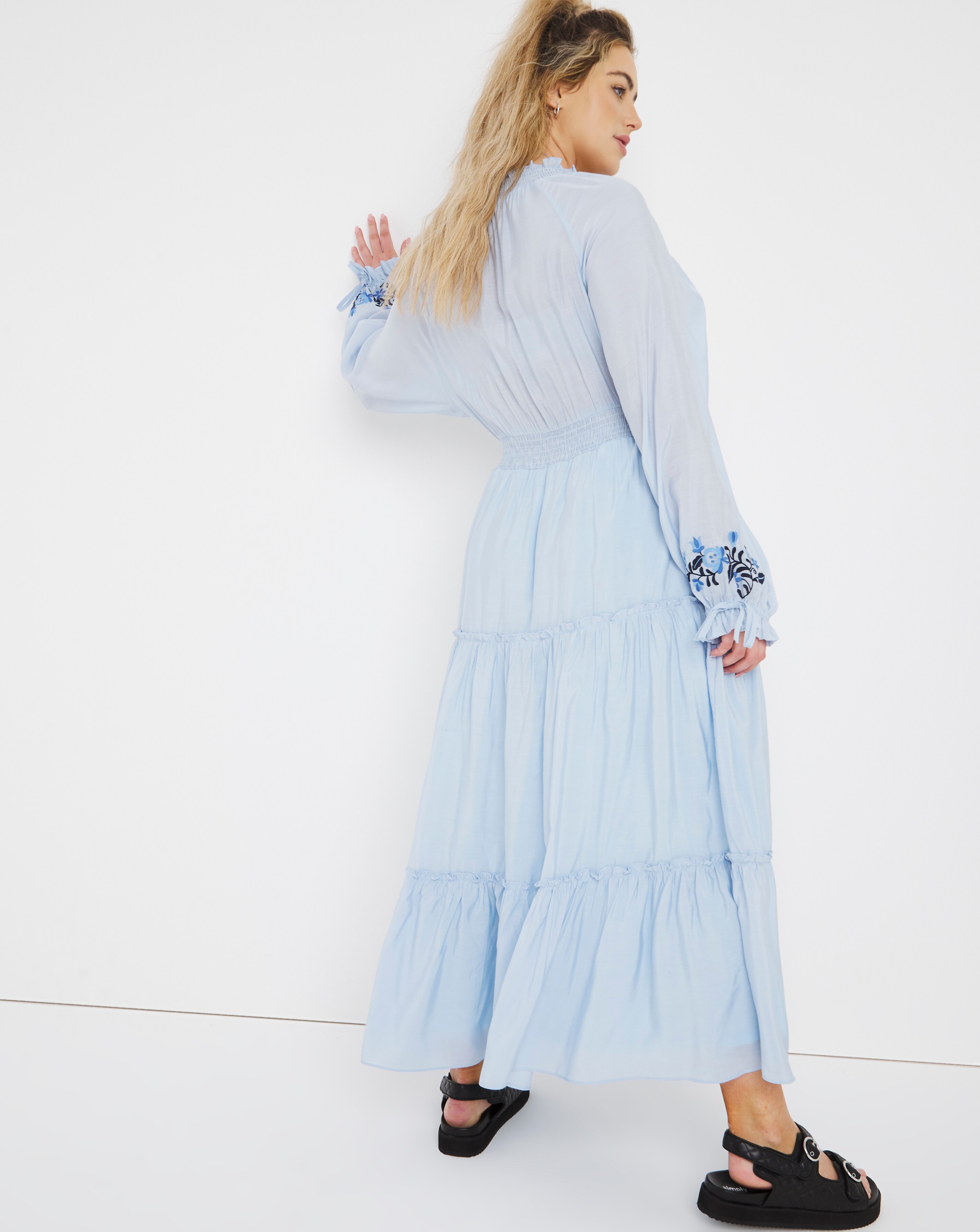 Blue Embroidered Maxi Dress Simply Be
