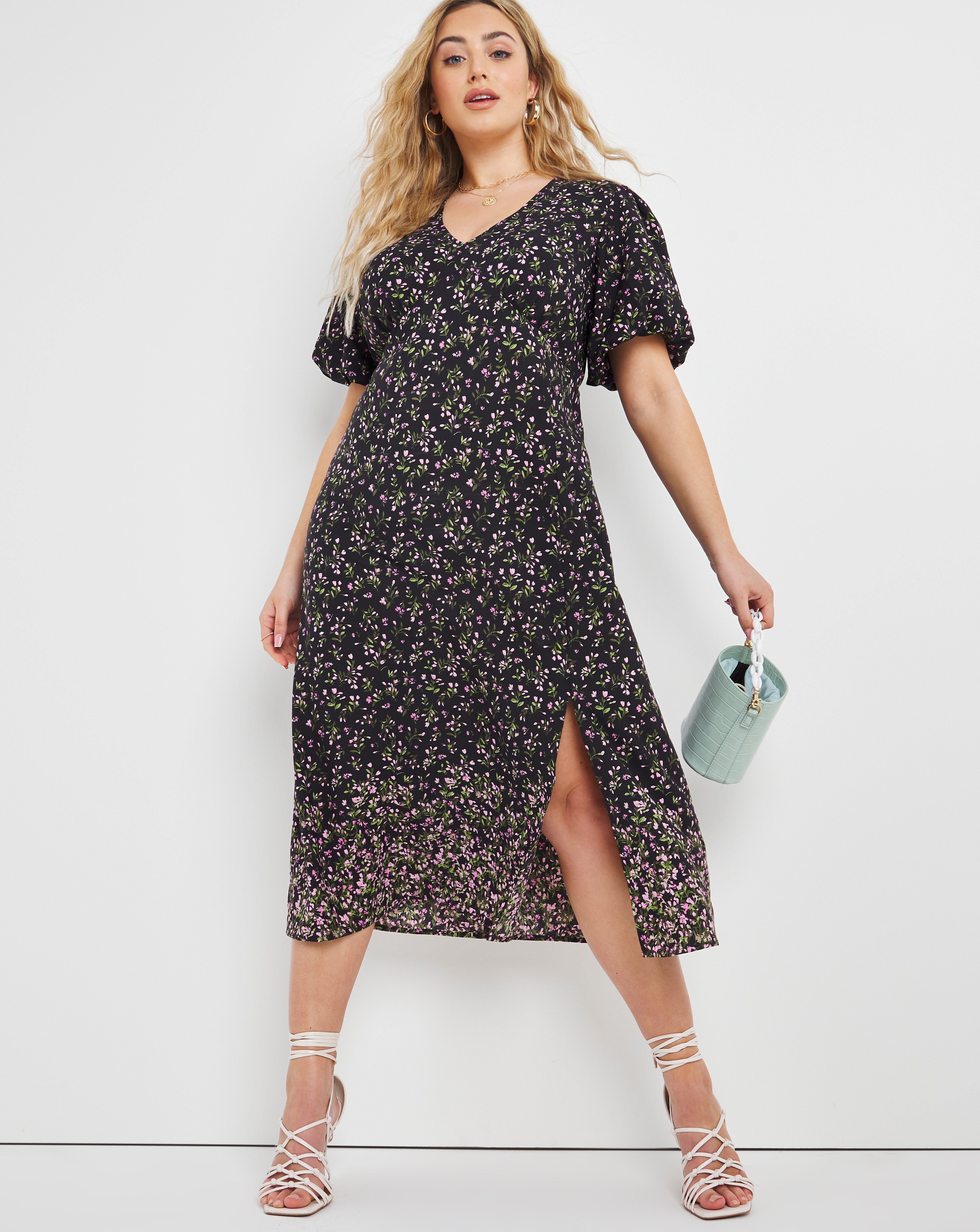 black angel sleeve dress
