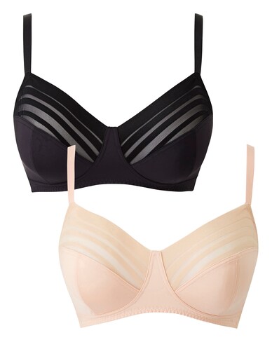 Magisculpt 2 Pack No VPL Black/Blush Non Wired Bras