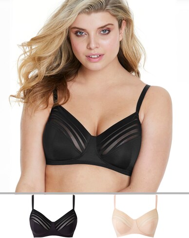 Magisculpt 2 Pack No VPL Black/Blush Non Wired Bras
