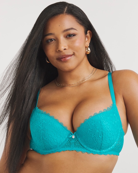 Boux Avenue DD+ Piper Balcony Bra In Turquoise | UK Size 34FF Women's