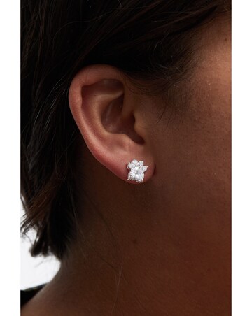 Simply Silver Sterling Silver 925 Paw Print Cubic Zirconia Earrings