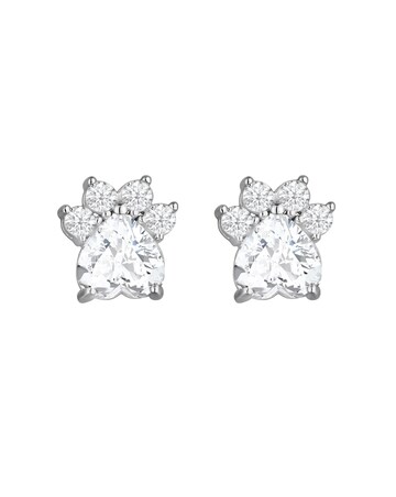 Simply Silver Sterling Silver 925 Paw Print Cubic Zirconia Earrings