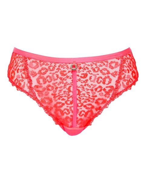 Simply Be Plus Size Neon Animal Embroidery Thong In Neon pink | UK Size 18 Women's
