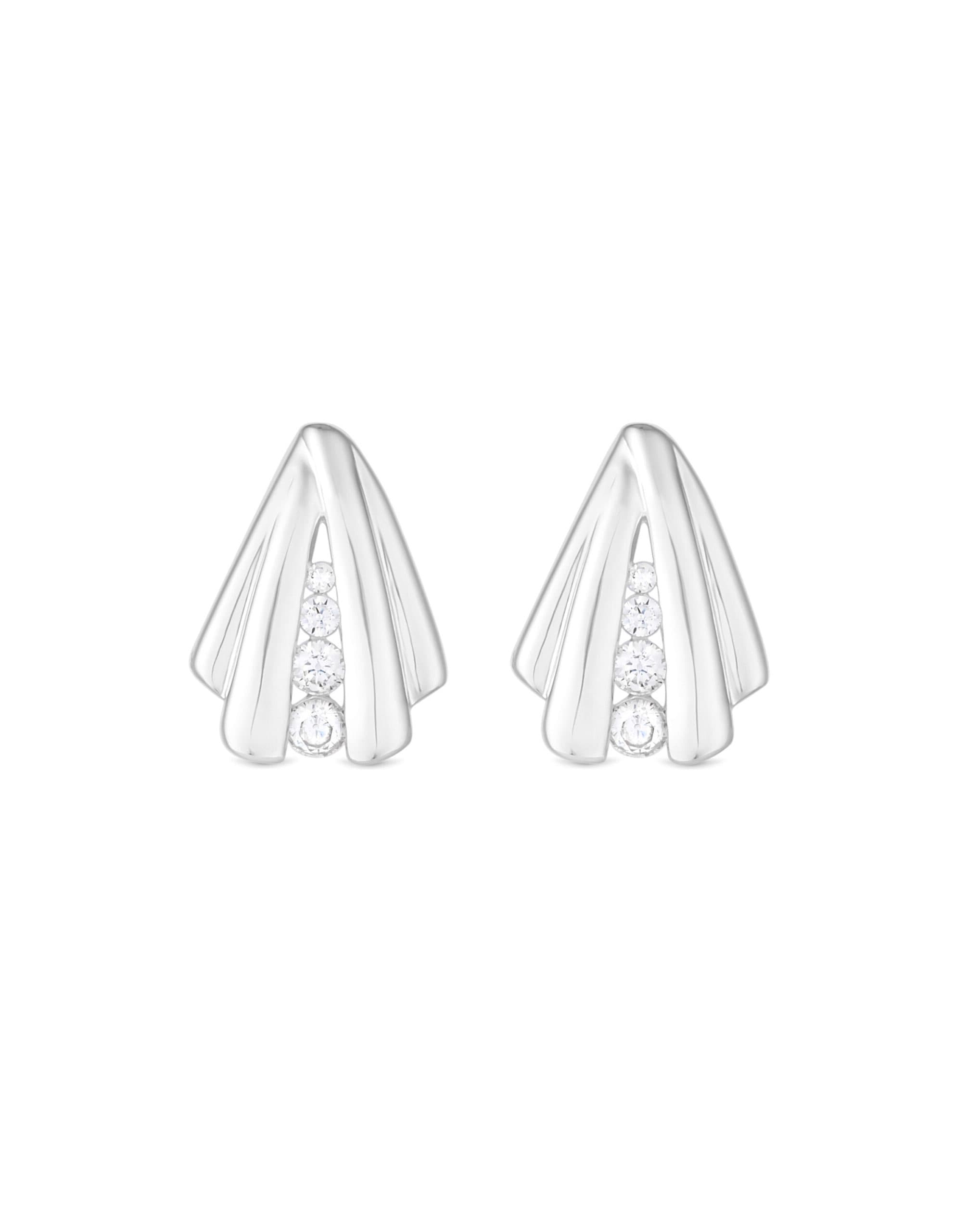 Simply Silver CZ Shell Stud Earrings