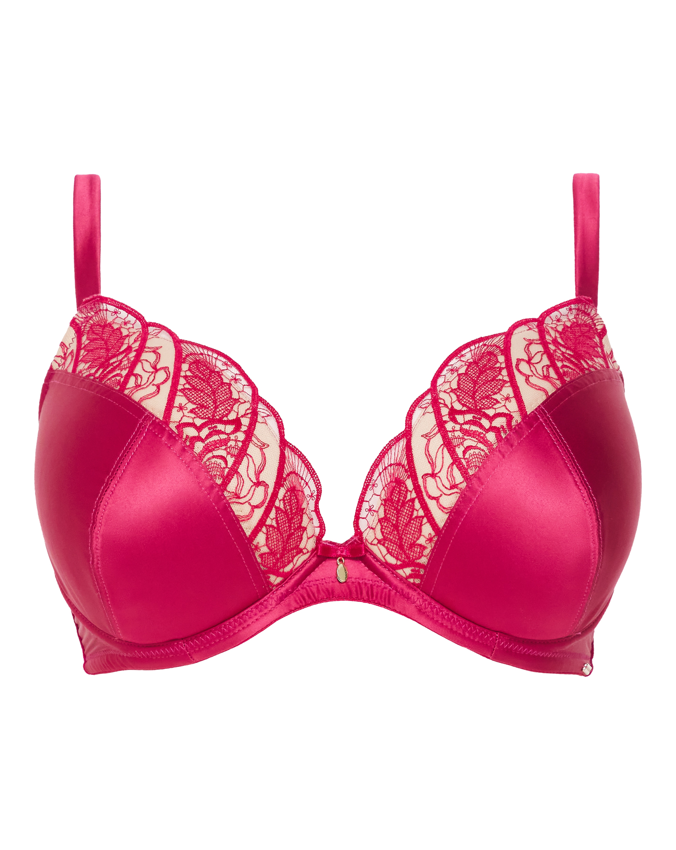 Joanna Hope Satin Embroidery Plunge Bra