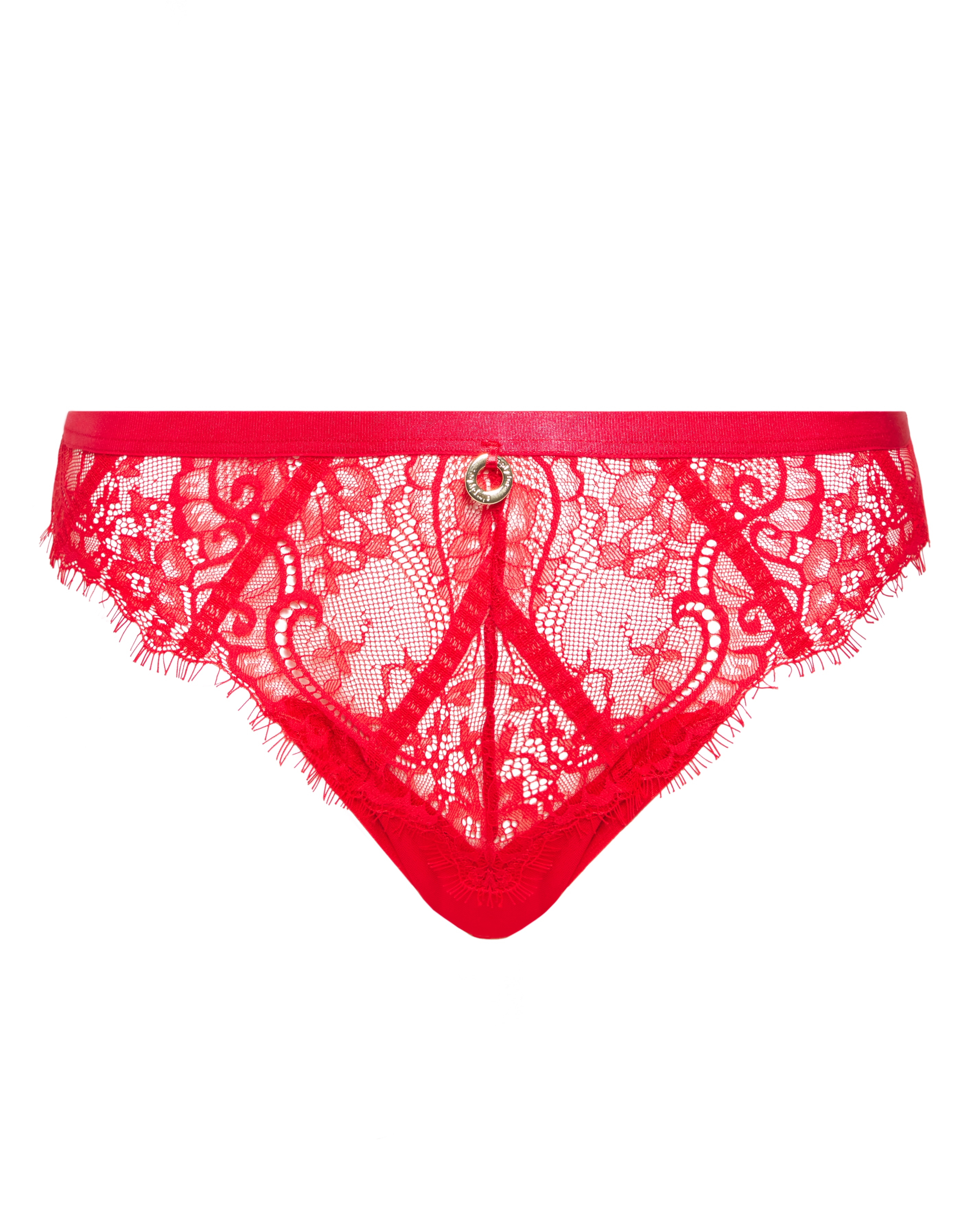 Simply Be Lace & Mesh Brazilian In Red | UK Size 12 Women's