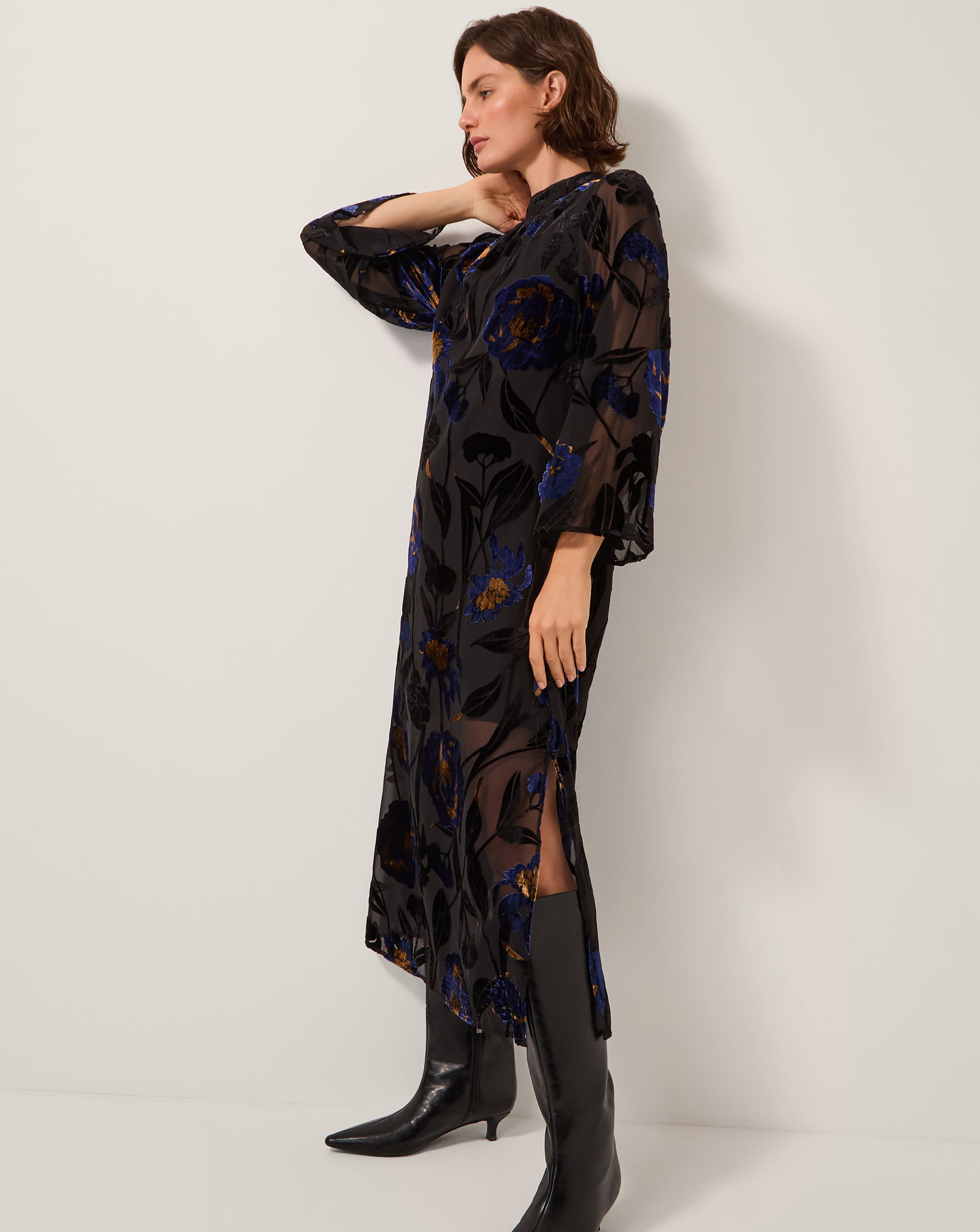 New In - Monsoon Giselle Sheer Floral Midi Dress