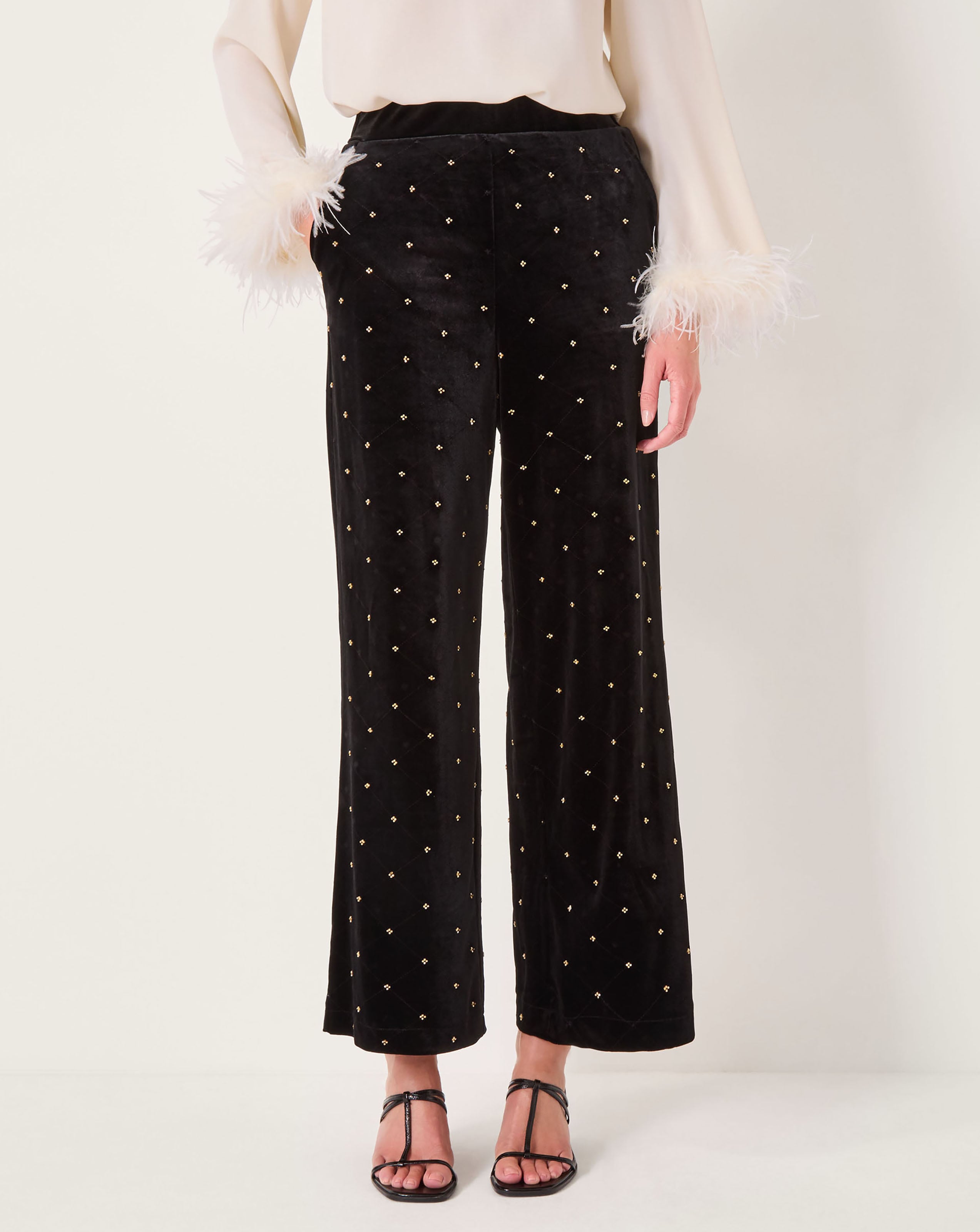 New In - Monsoon Emma Velvet Wide Leg Trousers