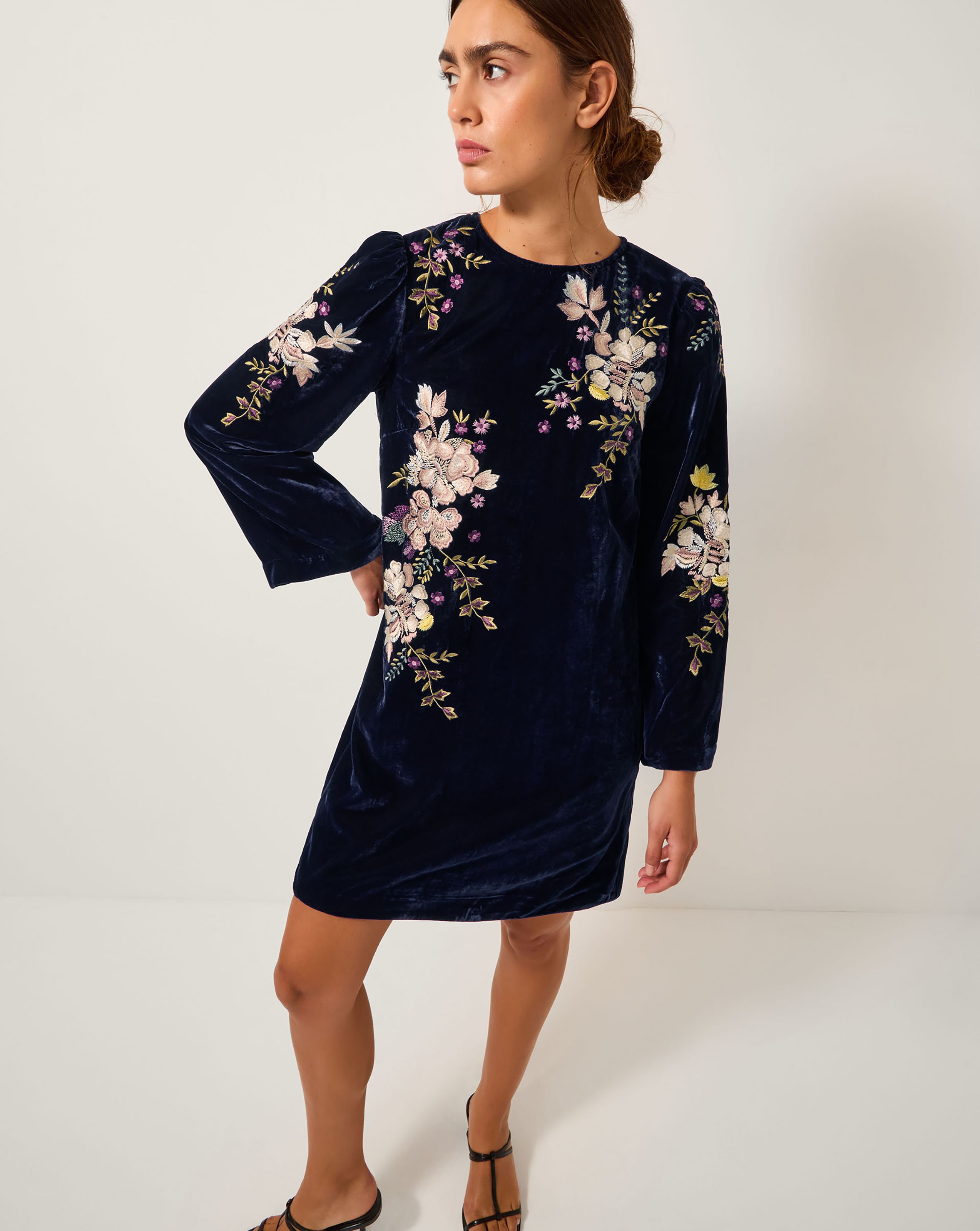 New In - Monsoon Fallon Floral Velvet Mini Dress