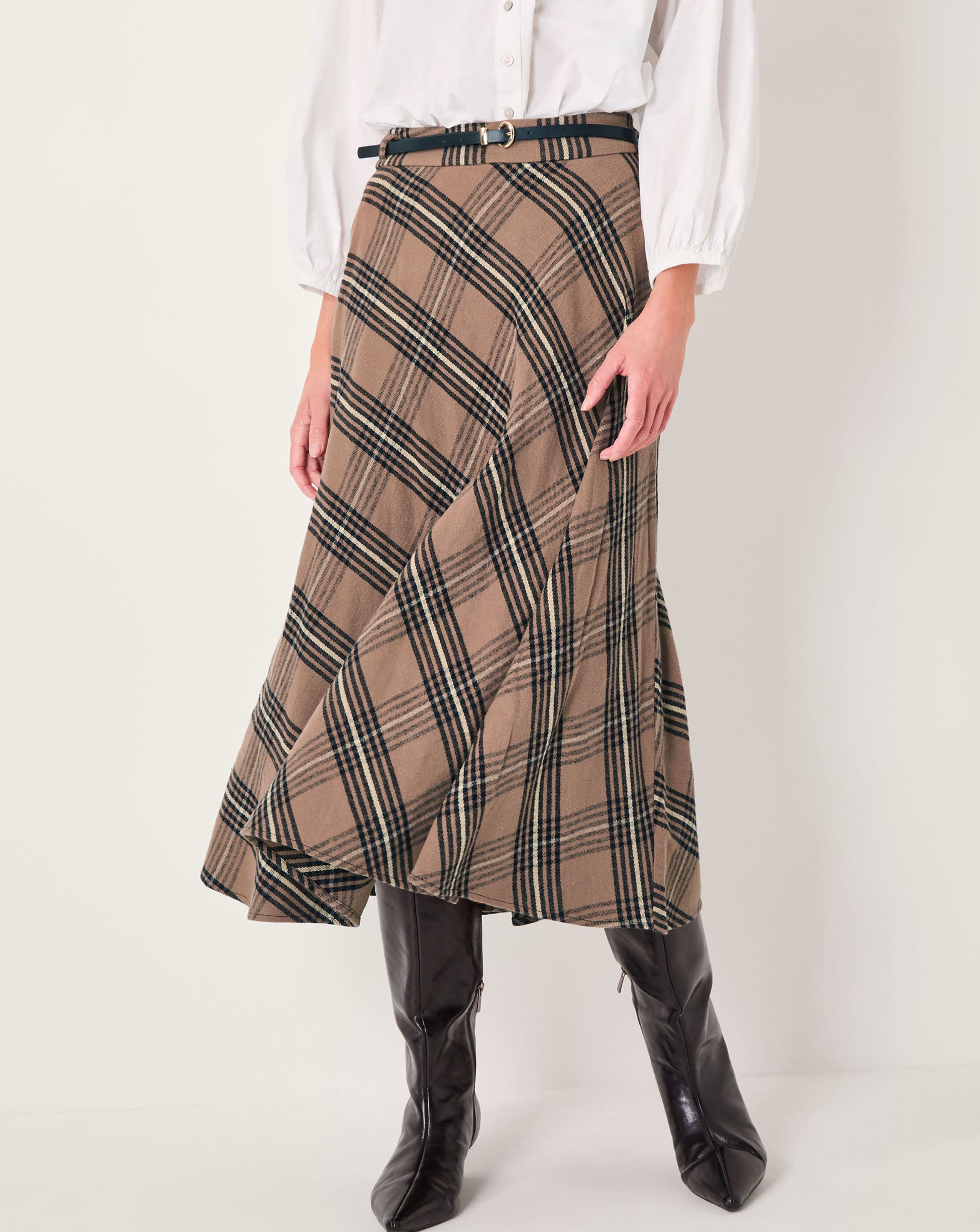 New In - Monsoon Willa Check Midi Skirt