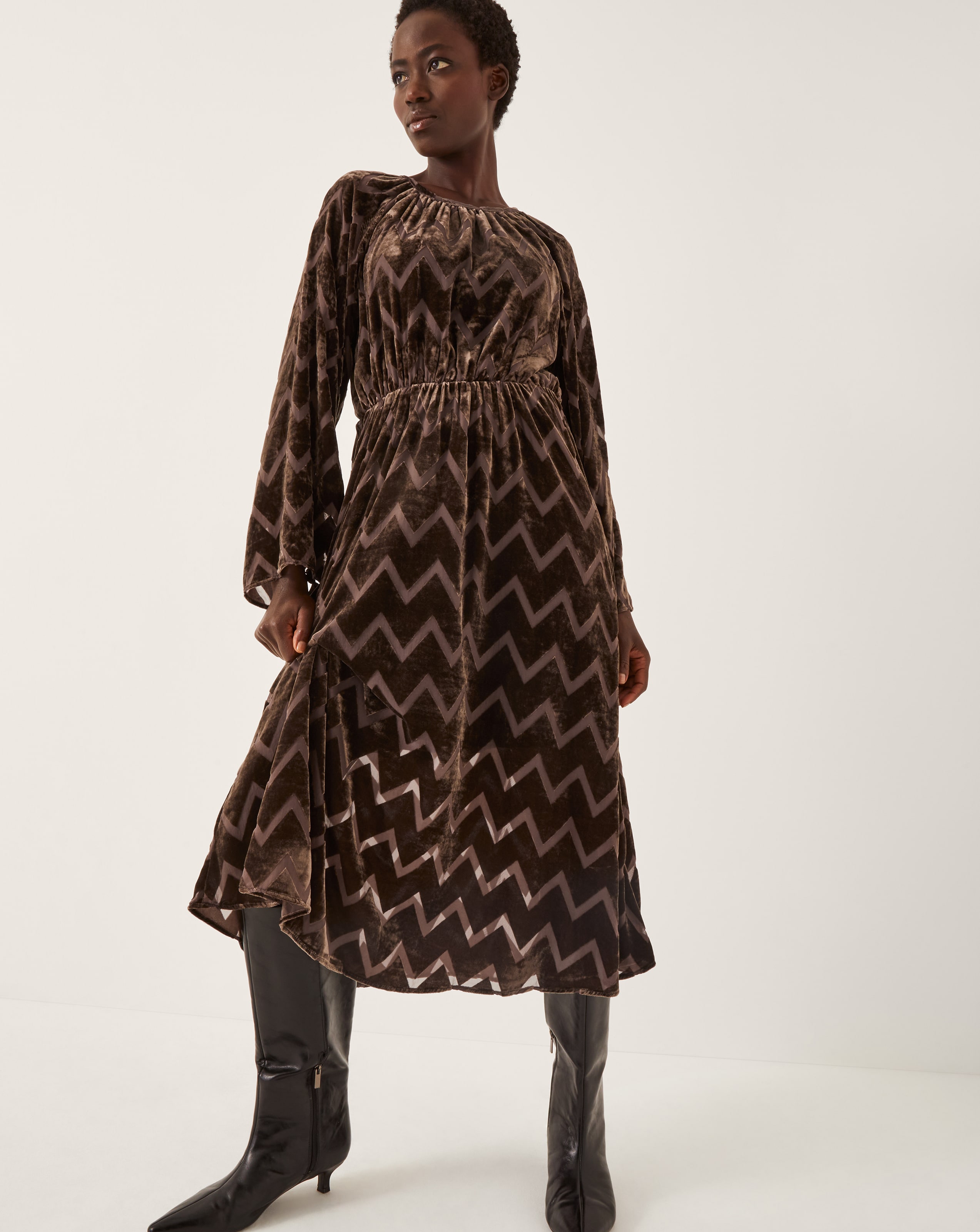 New In - Monsoon Keisha Velvet Midi Dress