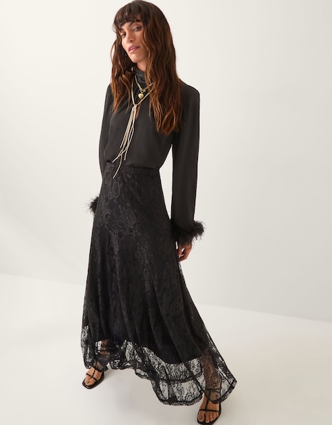Monsoon Luna Lace Maxi Skirt - Black
