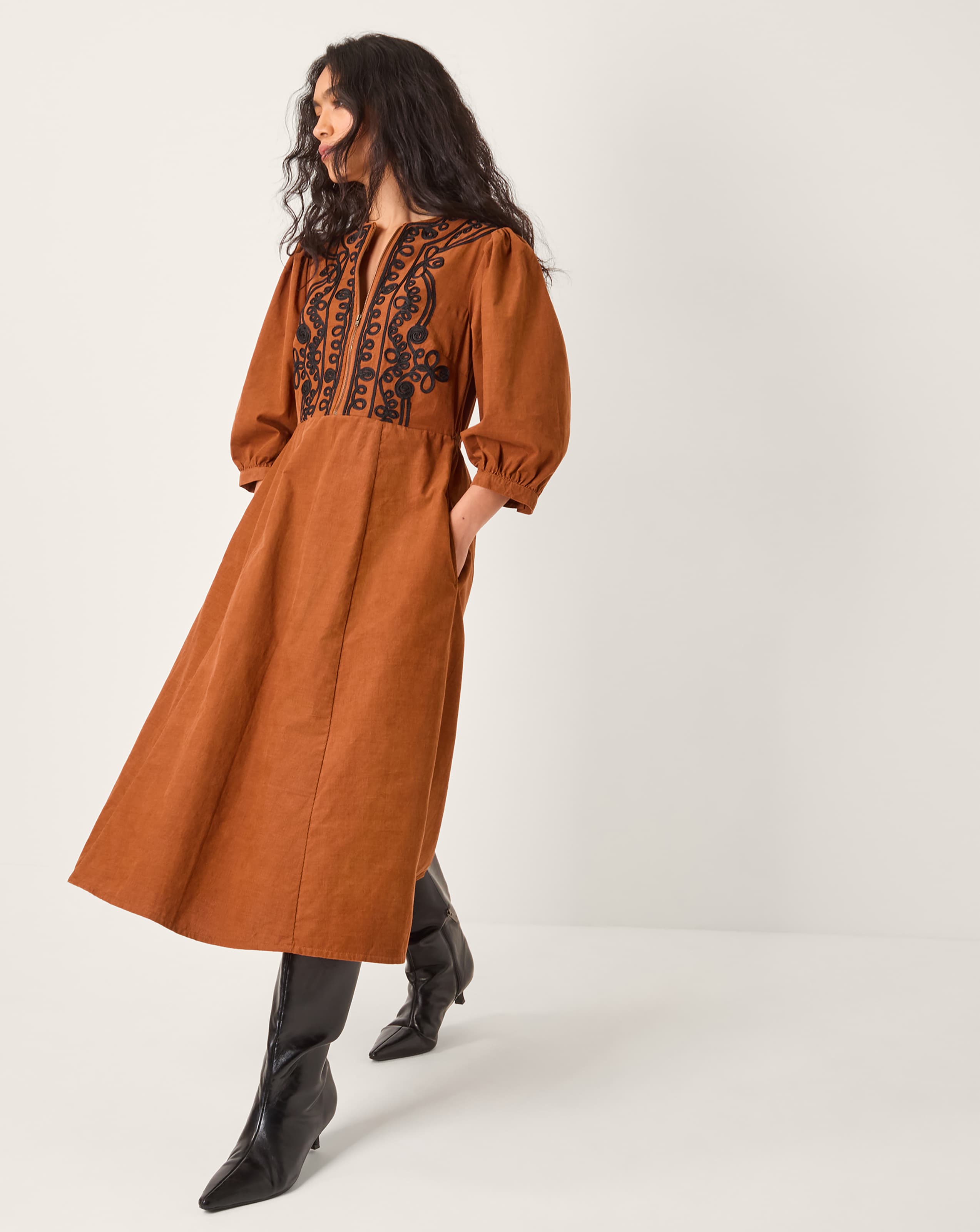 New In - Monsoon Leah Corduroy Midi Dress