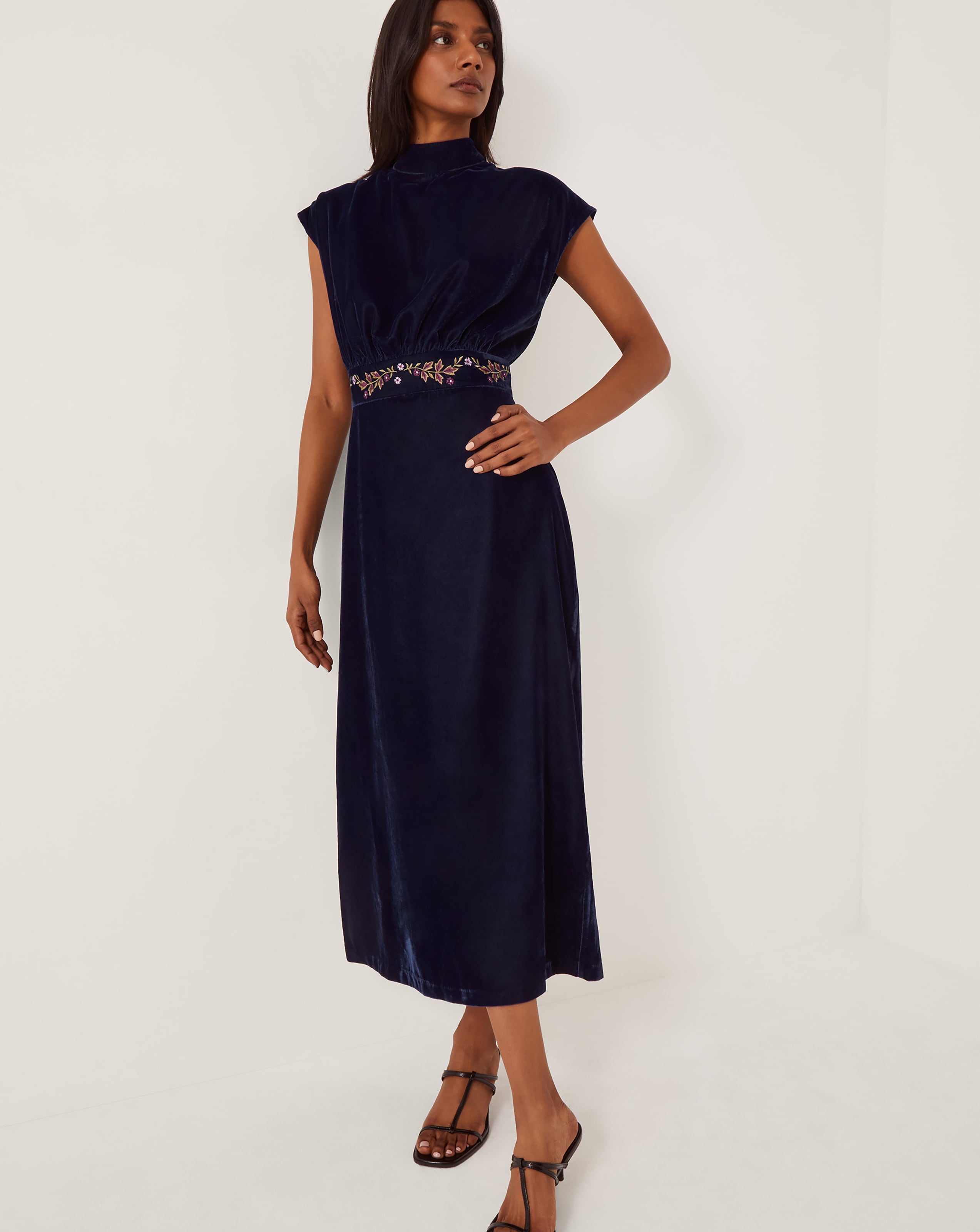 New In - Monsoon Grace Velvet Midi Dress