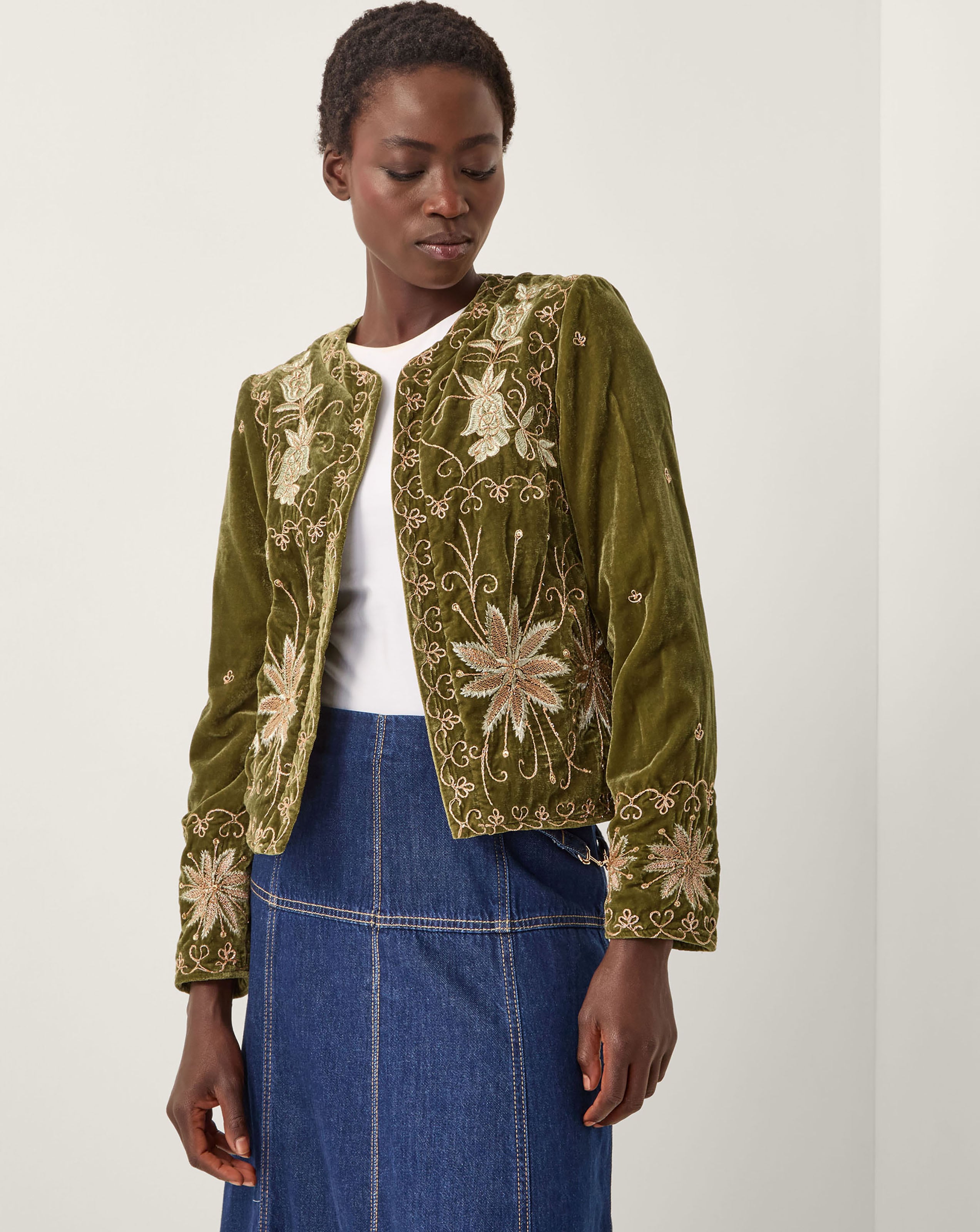 New In - Monsoon Magda Floral Velvet Jacket