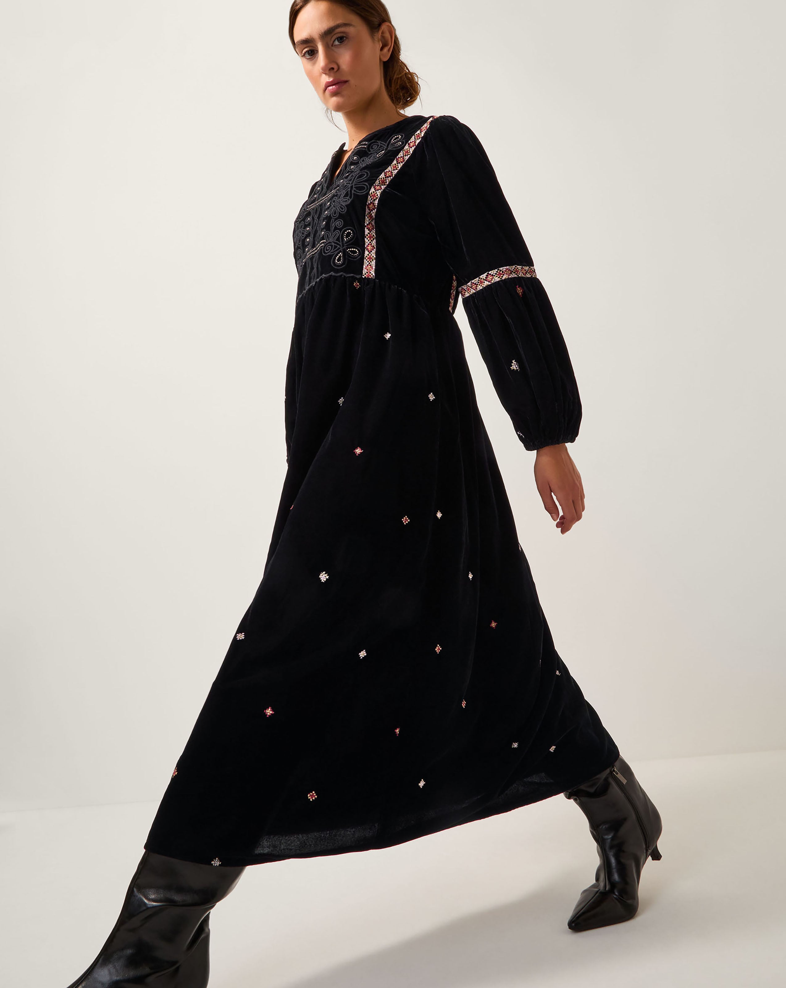 New In - Monsoon Noni Velvet Long Sleeve Top