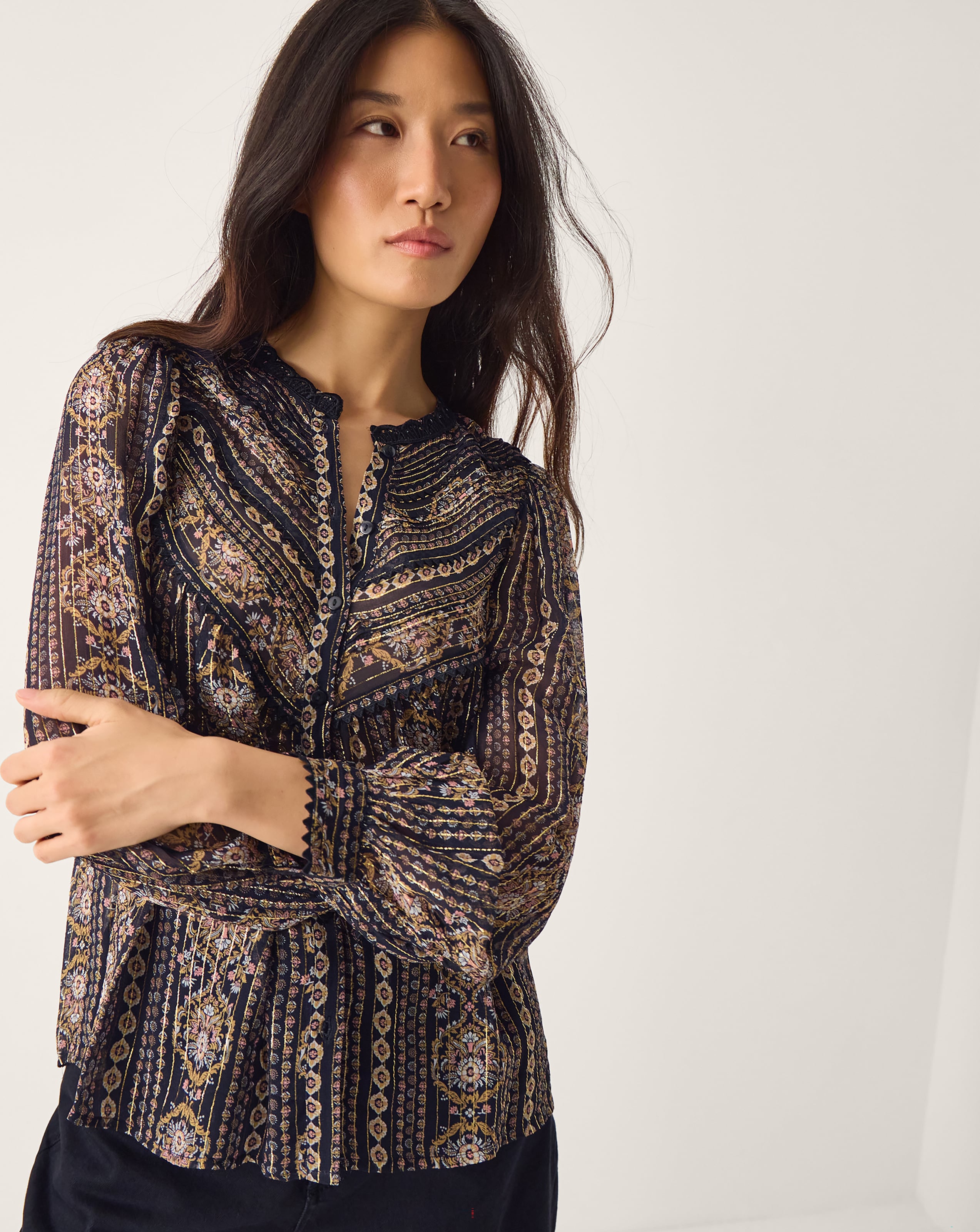 New In - Monsoon Darla Shimmer Print Blouse