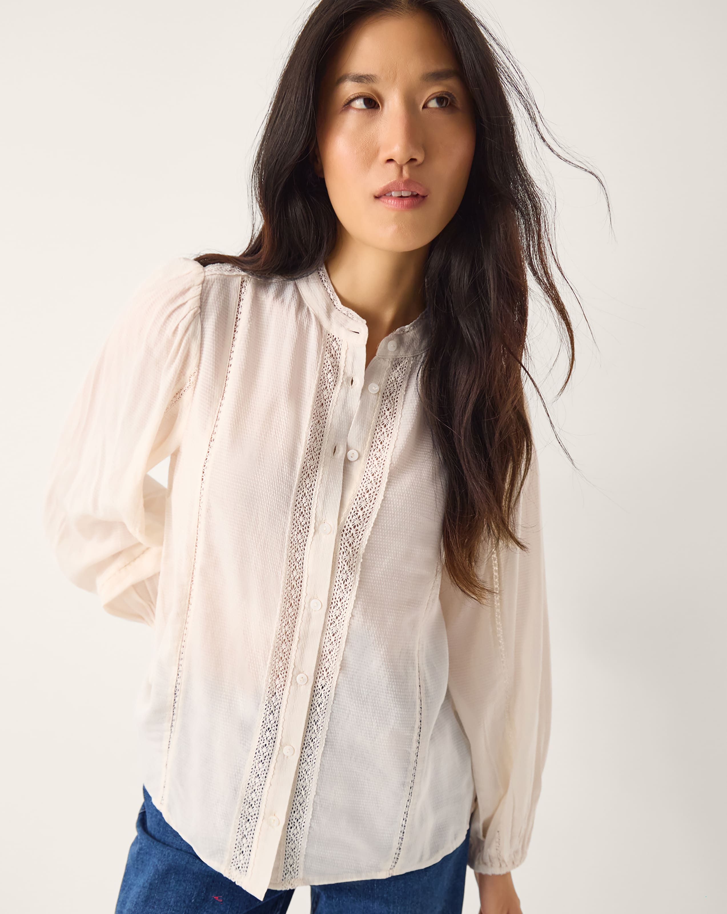 New In - Monsoon Sara Lace Trim Blouse