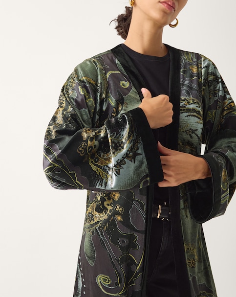 Monsoon Delta Print Velvet Kimono