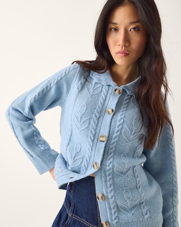 Monsoon Kat Floral Cable Knit Cardigan