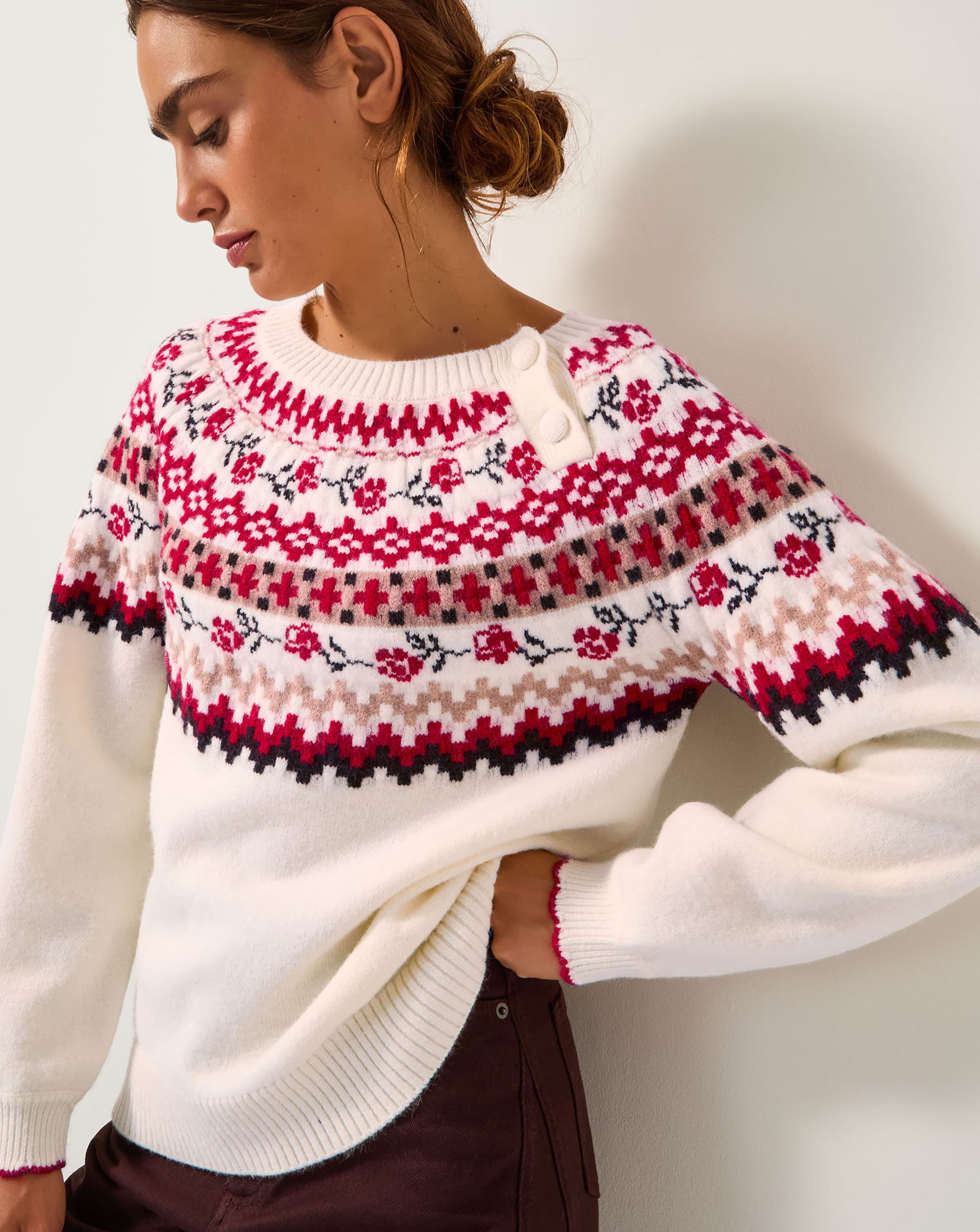 Monsoon Rhi Floral Fair Isle Jumper