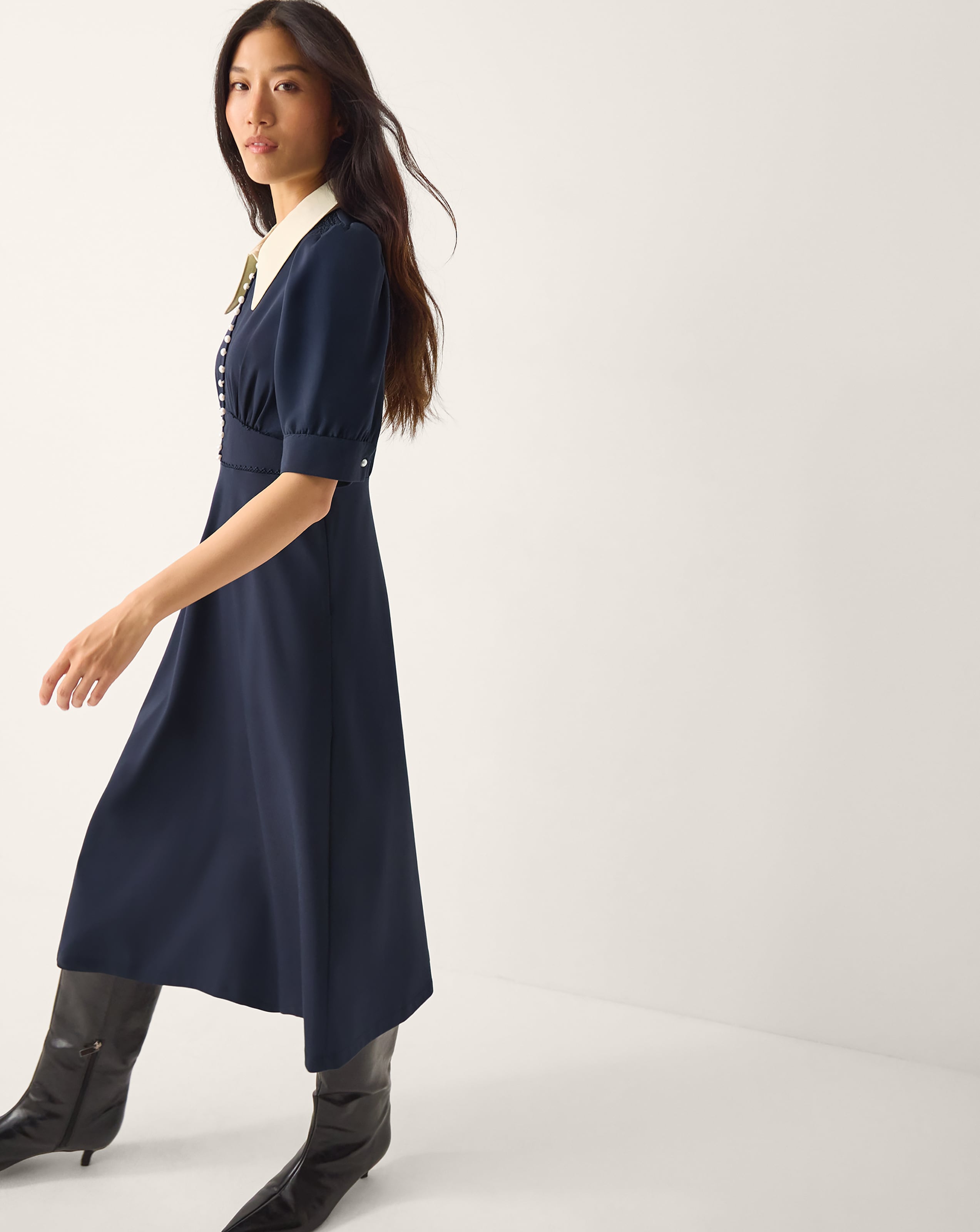 New In - Monsoon Clay Collar Jersey Midi Dress
