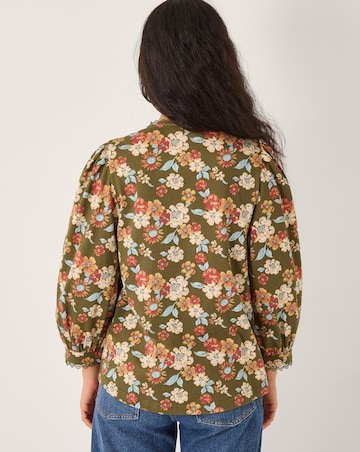 Monsoon Olive Floral Print Jersey Shirt