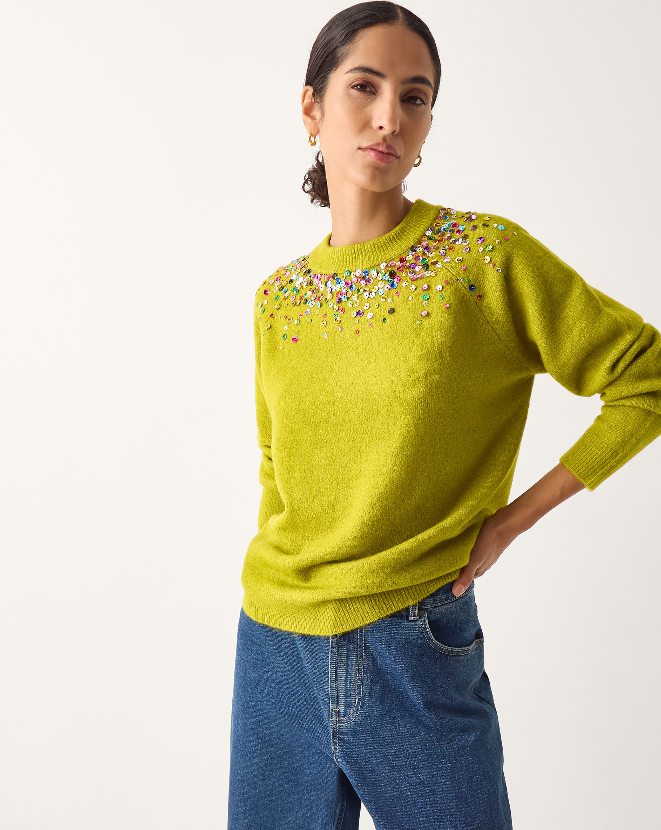 New In - Monsoon Samara Sequin Collar Jumper