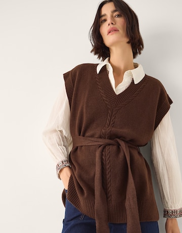 Monsoon Cohen Tie Waist Cable Knit Vest