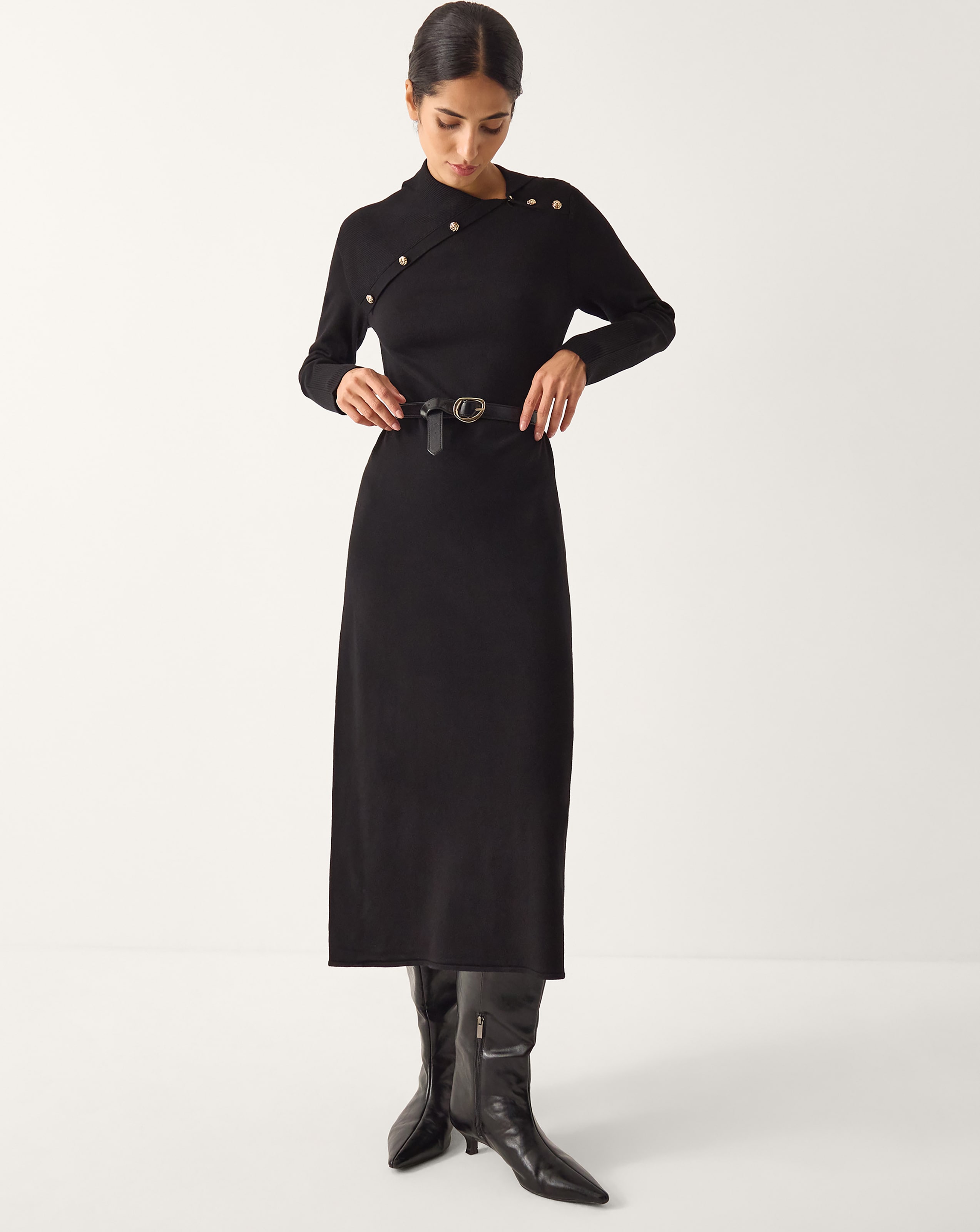 New In - Monsoon Button Collar Midi Jumper Dress