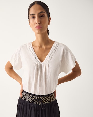 Monsoon Amaya Crochet V-Neck T-Shirt