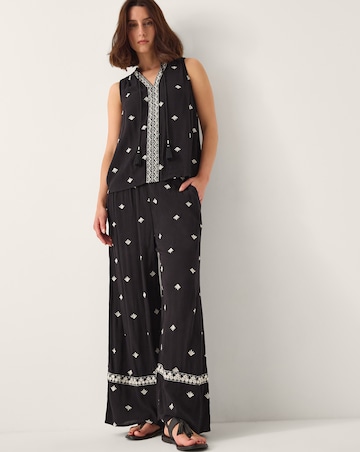 Monsoon Embroidered Wide Leg Trousers