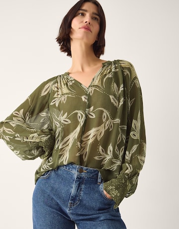 Monsoon Leona Leaf Print Blouse
