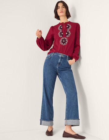 Monsoon Esme Embroidered Jersey Blouse