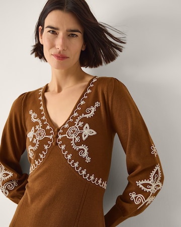 Monsoon Cleo V-Neck Knit Midi Dress