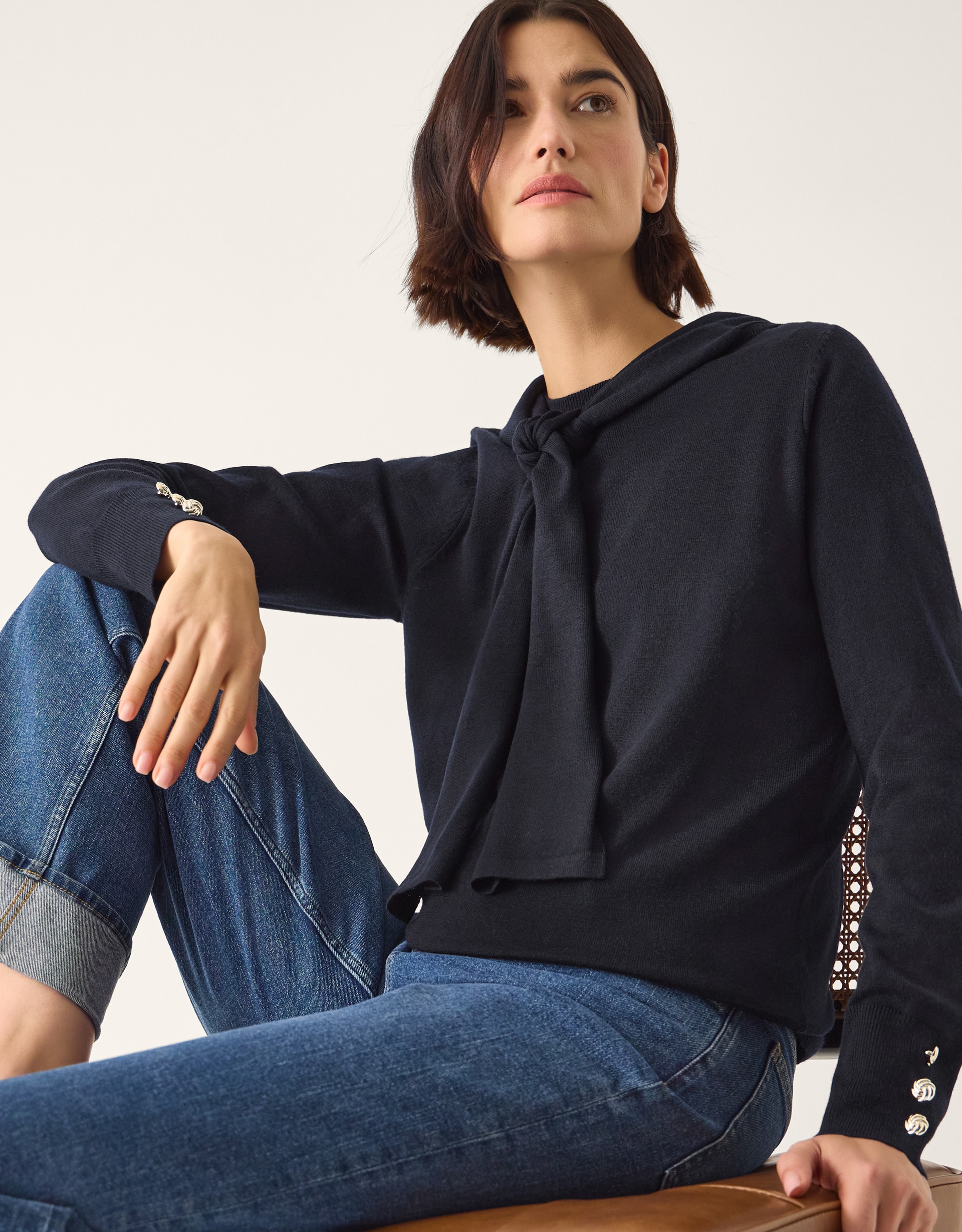 Monsoon Nila Neck Tie Jumper