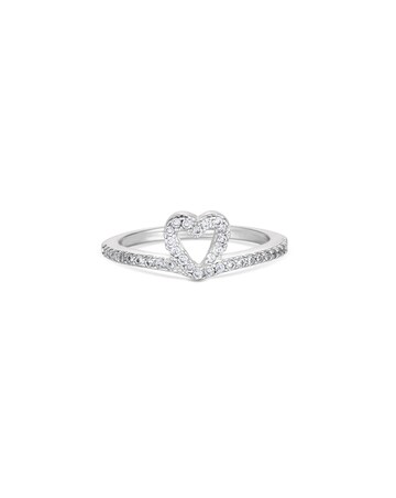 Simply Silver Sterling Silver 925 Cubic Zirconia Open Heart Ring
