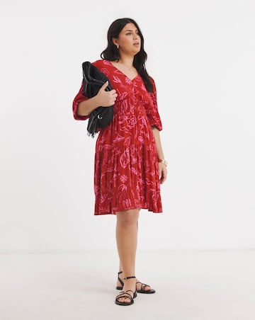 Pink Print Crinkle Skater Dress