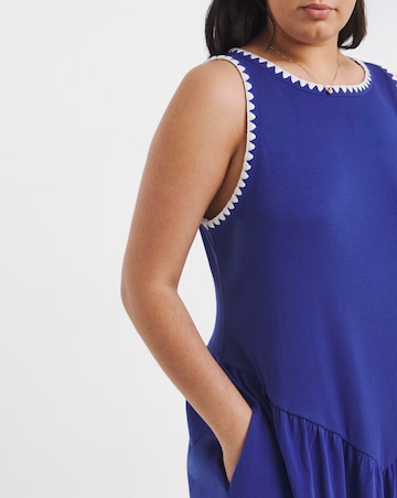 Jersey Mix Midi Dress With Whipstitch
