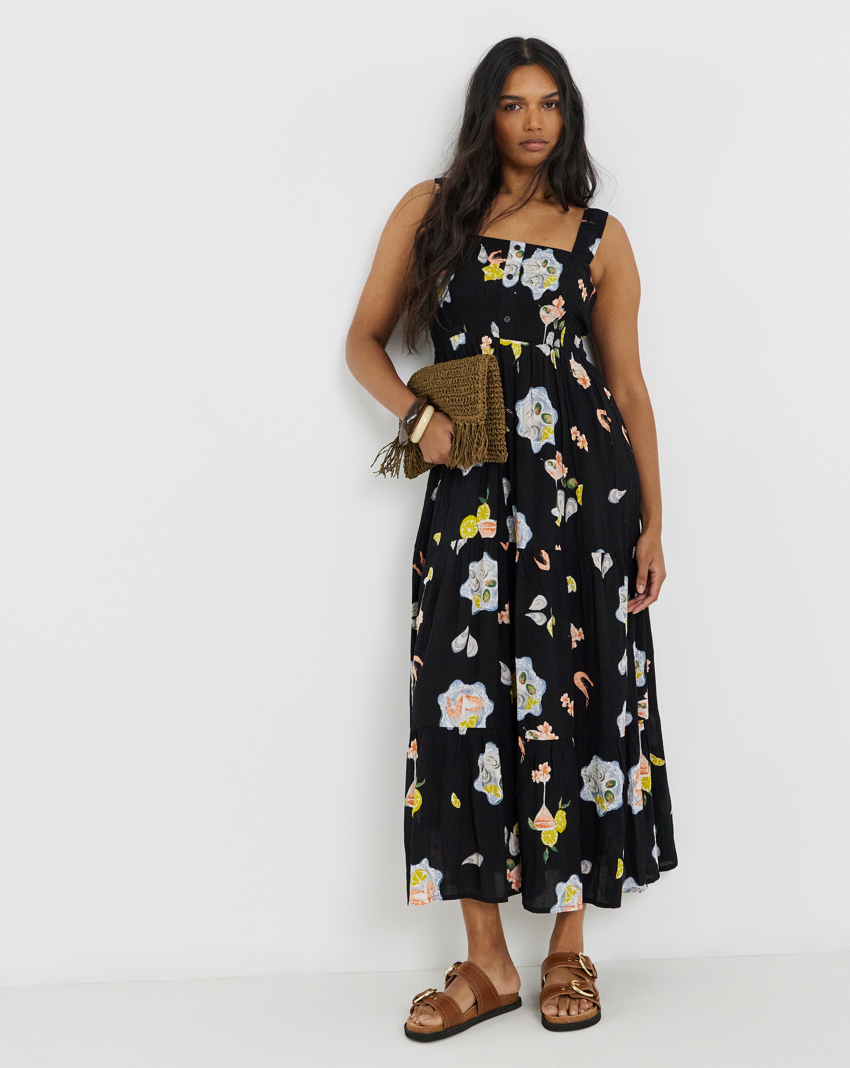 New In - Crinkle Maxi Dress With Shirred Detail