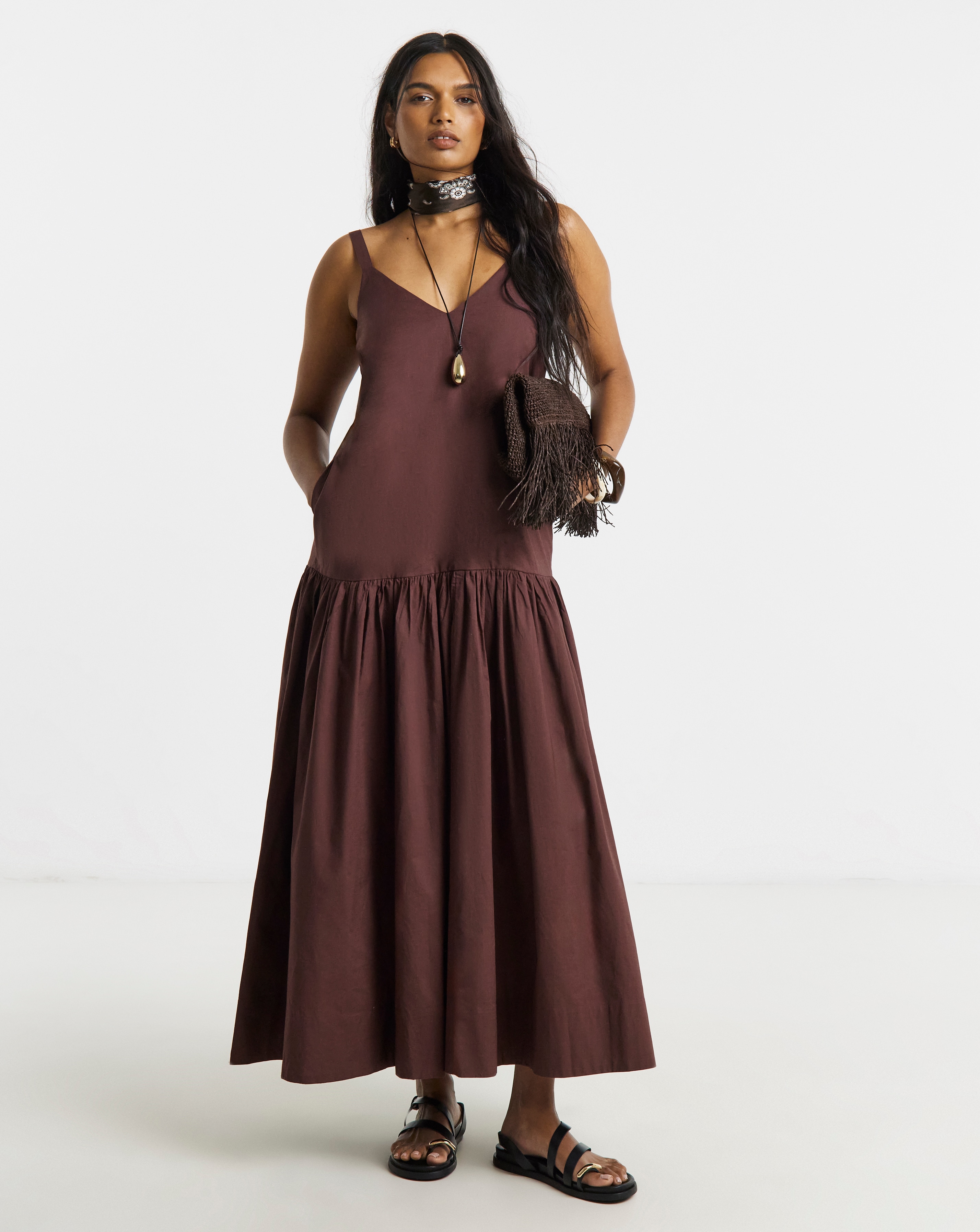 Chocolate Cotton Cami Dress