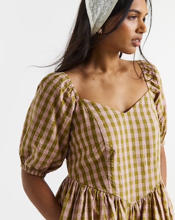 Gingham Seersucker Midi Dress