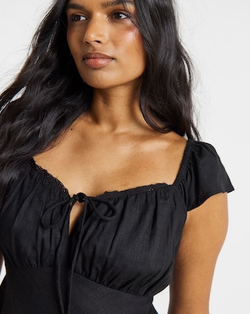 Black Linen Skater Dress
